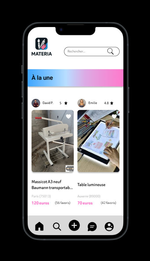 MATERIA – application de revente de matériel artistique